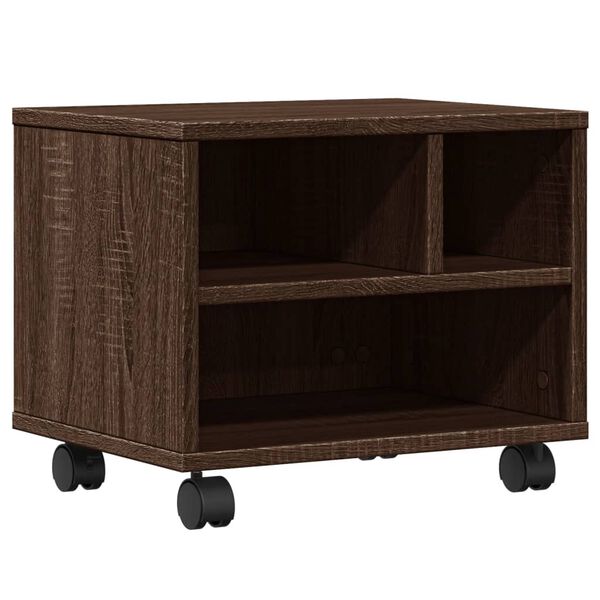 vidaXL Printer Stand with Wheels Brown Oak 41x32x34,5 cm