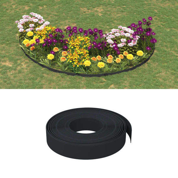 vidaXL Garden Edgings 2 pcs Black 10 m 10 cm Polyethylene