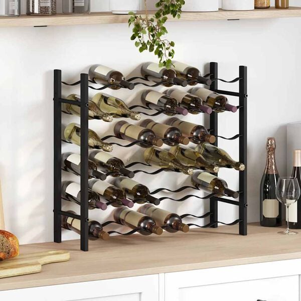 vidaXL Wine Rack for 36 Bottles Black Iron