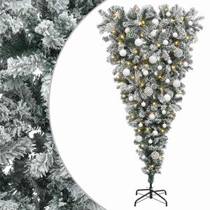 vidaXL Upside-down Artificial Hinged Christmas Tree 150 cm 150 LEDs
