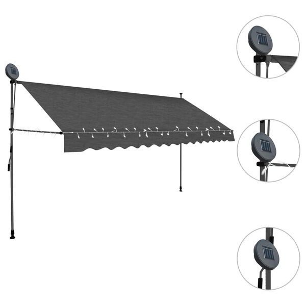 vidaXL Manual Retractable Awning with LED 400 cm Anthracite