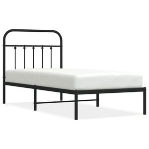 vidaXL Metal Bed Frame without Mattress with Headboard Black 90x200cm