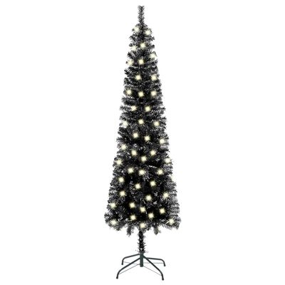 vidaXL Slim Pre-lit Christmas Tree Black 180 cm