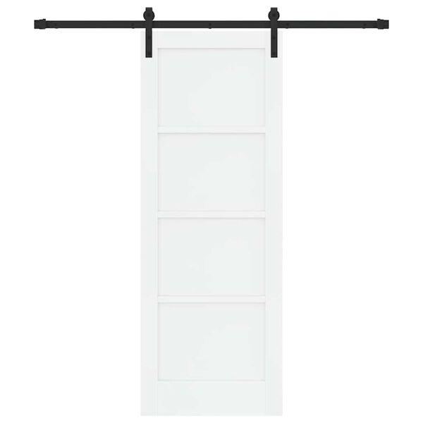 vidaXL Sliding Door White and Black 73.5 x 198.5 cm Solid Pine Wood
