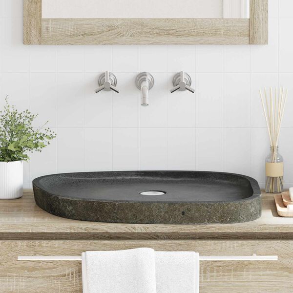 vidaXL Wash Basin Grey 65 x 50 x 6 cm River Stone
