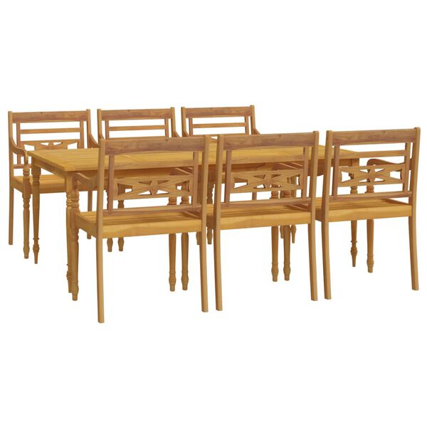 vidaXL 7 Piece Garden Dining Set Solid Wood Teak