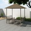 vidaXL Garden Pavilion with Table and Benches 2.5x1.5x2.4 m Taupe 180 g/m²