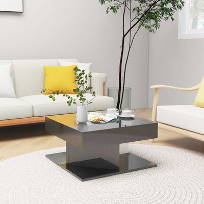 vidaXL Coffee Table High Gloss Grey 57x57x30 cm Engineered Wood