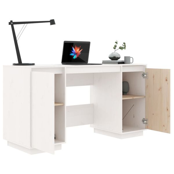 vidaXL Desk White 140x50x75 cm Solid Wood Pine