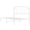vidaXL Metal Bed Frame without Mattress with Headboard White 100x200cm