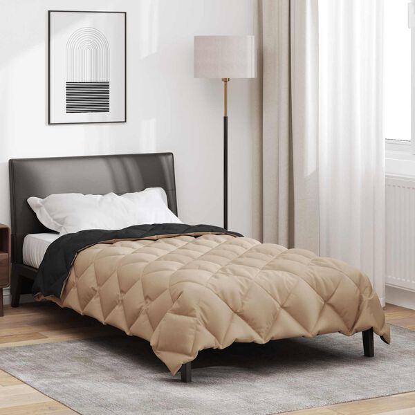 vidaXL Winter Duvet Black and Taupe 200 x 155 cm Microfiber