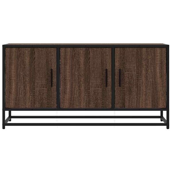 vidaXL TV Cabinet Brown Oak 100x35x50 cm Engineered Wood and Metal