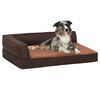 vidaXL Ergonomic Dog Bed Mattress 75x53 cm Linen Look Fleece Brown