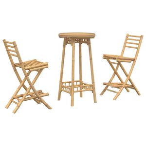 vidaXL 3 Piece Outdoor Bar Set Foldable Bamboo