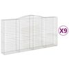 vidaXL Arched Gabion Baskets 9 pcs 400x50x200/220 cm Galvanised Iron