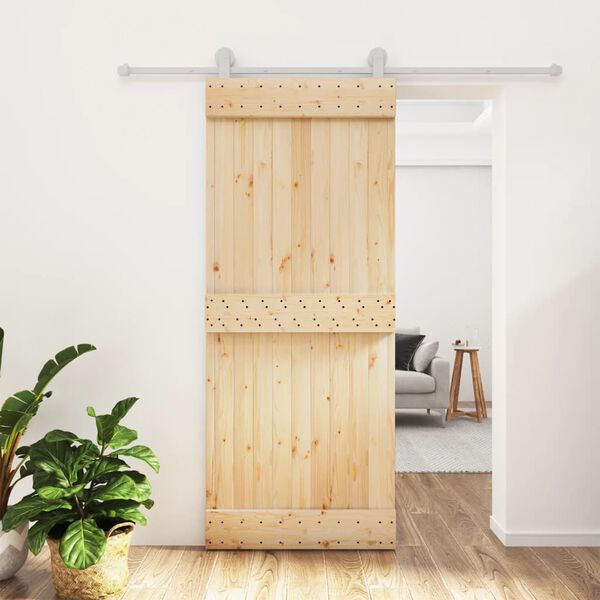 vidaXL Sliding Door with Hardware Set 85x210 cm Solid Wood Pine