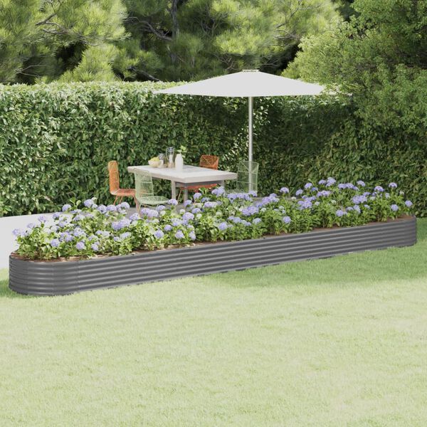 vidaXL Garden Raised Bed Galvanised Steel 544x100x36 cm Grey