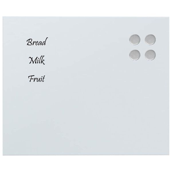 vidaXL Wall-mounted Magnetic Board White 60x50 cm Tempered Glass