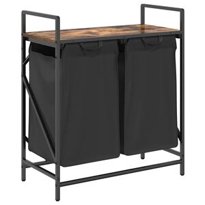 vidaXL Laundry Basket 2 Compartments with Shelf Smoked Oak