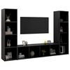 vidaXL TV Cabinets 3 pcs Black 142.5x35x36.5 cm Engineered Wood