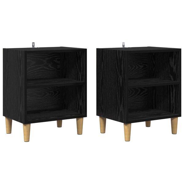 vidaXL Bed Cabinet 2 pcs Black Oak 40 x 30 x 50 cm Engineered Wood