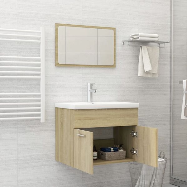 vidaXL 2 Piece Bathroom Furniture Set Sonoma Oak Engineered Wood