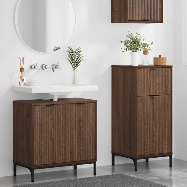 vidaXL Bathroom Furniture Set 2 pcs Brown oak Engineered wood