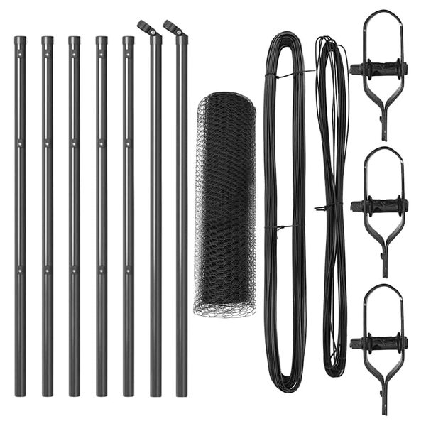 vidaXL Fence Post Grey 10 x 0.5 m (13 mm mesh) Steel and PVC