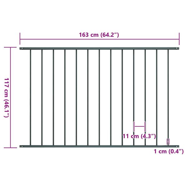 vidaXL Fence Panel Powder-coated Steel 1.63x1.25 m Anthracite
