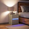 vidaXL Bedside Cabinet with LED Lights Sonoma Oak Engineered Wood