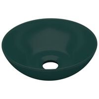 vidaXL Bathroom Sink Ceramic Dark Green Round