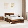 vidaXL Bed Frame with Headboard Old Wood 135 x 190 cm Solid Pine Wood