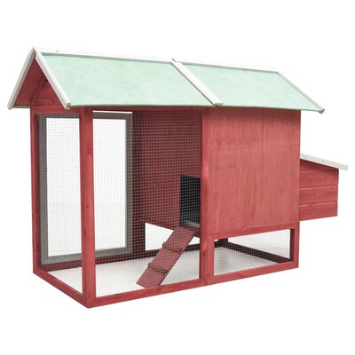 vidaXL Chicken Cage Red 170x81x110 cm Solid Pine & Fir Wood