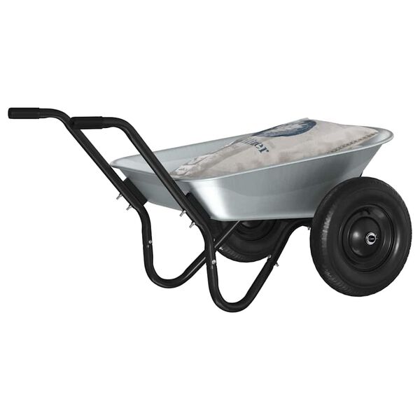 vidaXL Wheelbarrow Silver and Black 124 x 73 x 65 cm Steel