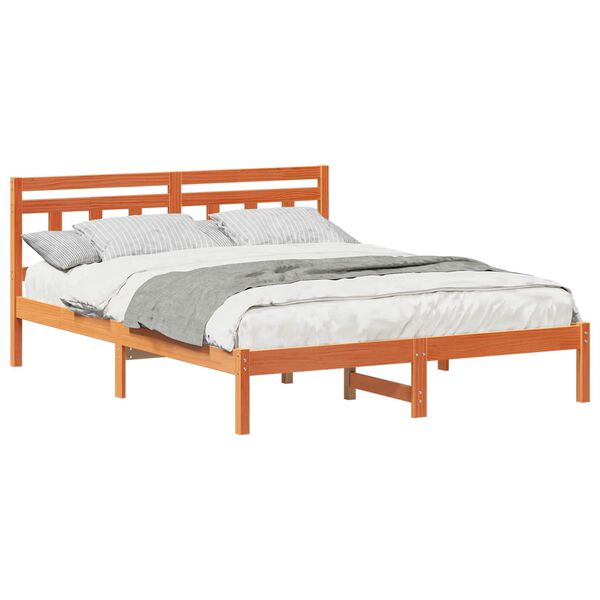 vidaXL Bed Frame Brown 160 x 200 cm Solid Pine Wood
