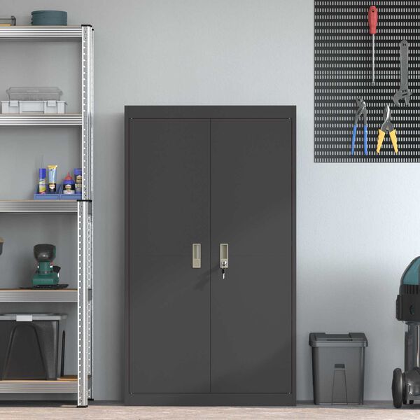 vidaXL Storage Cabinet 2 pcs Black 80 x 40 x140 cm Steel