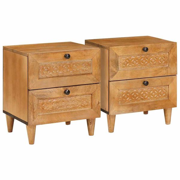 vidaXL Bedside Cabinet with Drawer 2 pcs Light Brown 40 x 33 x 46 cm