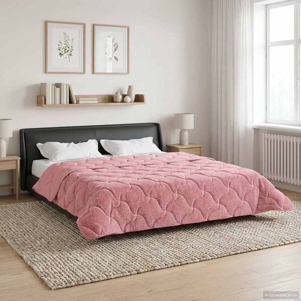 vidaXL Full Year Duvet Pink 240 x 260 cm Microfiber and Teddy fleece