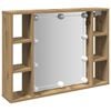 vidaXL Mirror Cabinet with LED Artisan Oak 76x15x55 cm Engineered Wood
