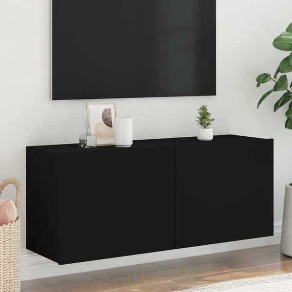 vidaXL TV Cabinet Wall-mounted Black 100x30x41 cm