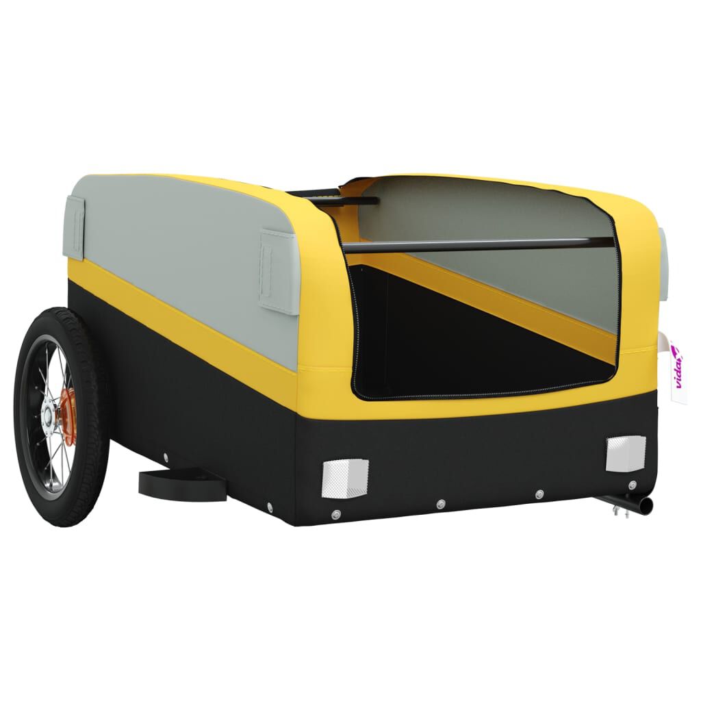 vidaXL Bike Trailer Black and Yellow 30 kg Iron
