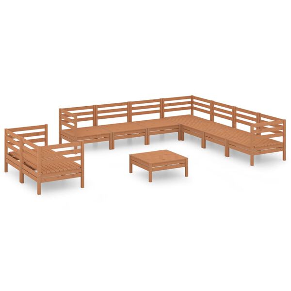 vidaXL 10 Piece Garden Lounge Set Solid Wood Pine Honey Brown