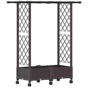 vidaXL Raised Bed with Trellis and Roof Brown 122.5 x 40 x 127 cm PP
