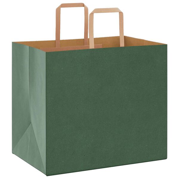 vidaXL Paper Bags 50 pcs with Handles Green 32x22x28 cm