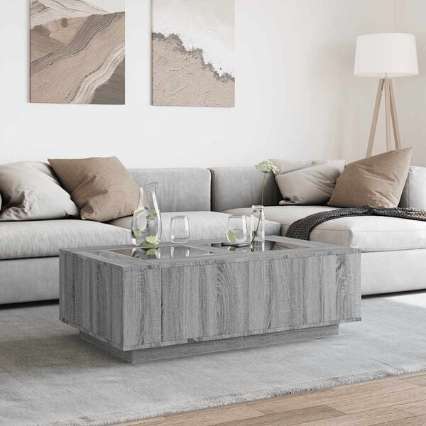 vidaXL Coffee Table with Infinity LED Grey Sonoma 116x69x40 cm