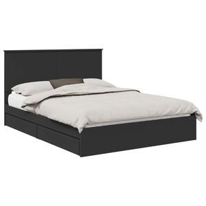 vidaXL Storage Bed with Headboard Black 150 x 200 cm Engineered Wood