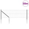 vidaXL Fence with Post Grey 0.6 x 50 m Steel and PVC