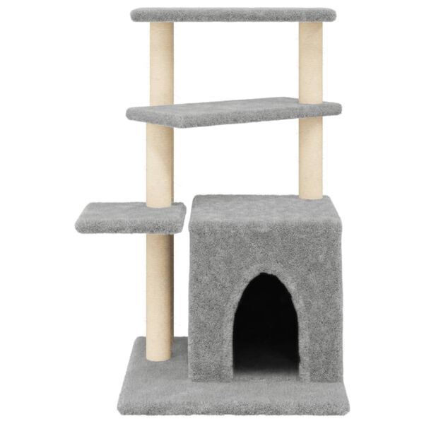 vidaXL Cat Tree with Sisal Scratching Posts Light Grey 83.5 cm