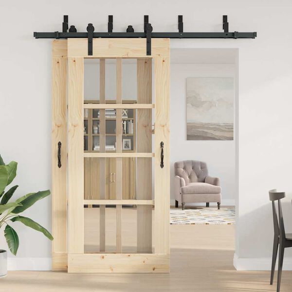 vidaXL Sliding Door Hardware Kit 200 cm Steel Black