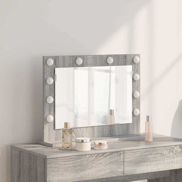vidaXL Vanity Mirror Rectangular Grey Sonoma 60 x 45 x 18 cm